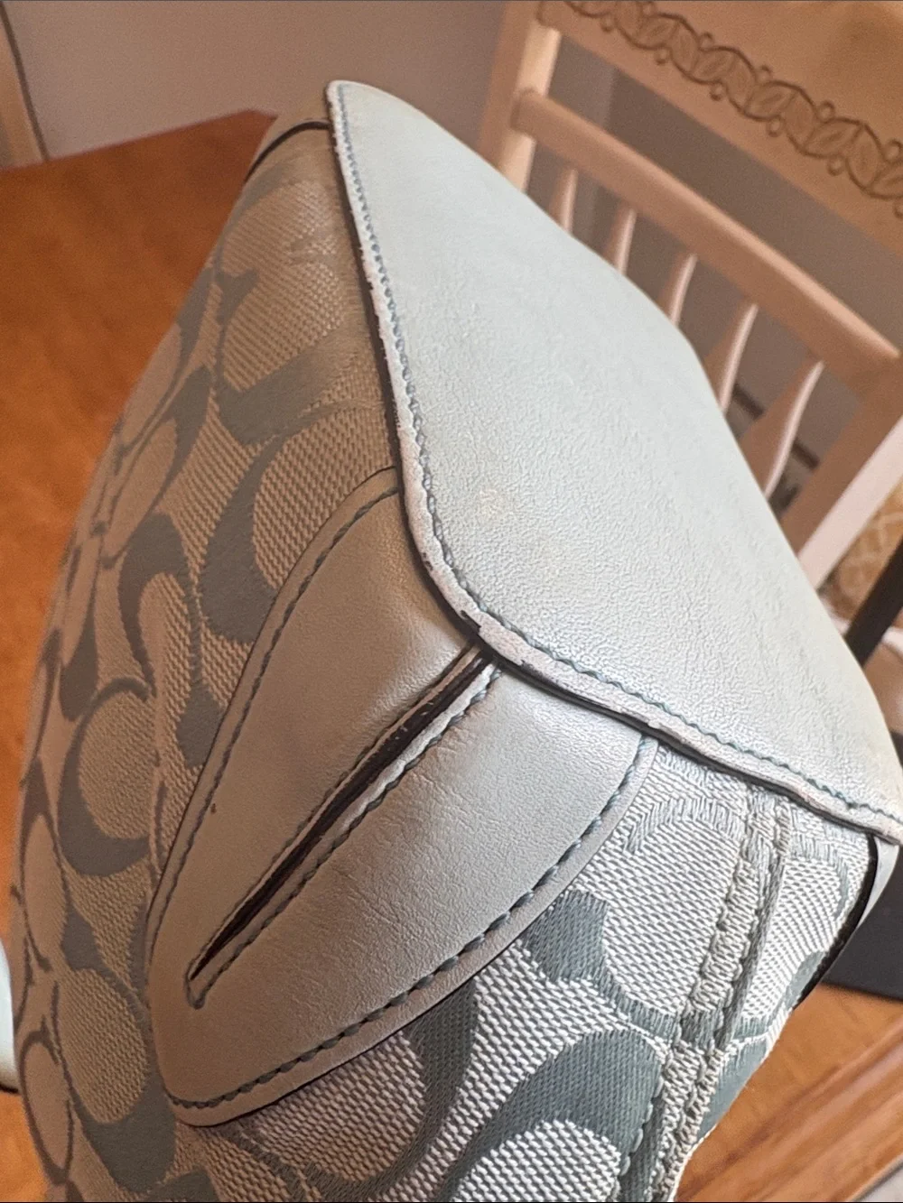 Coach 2006 Light Blue Signature Canvas Shoulder Bag